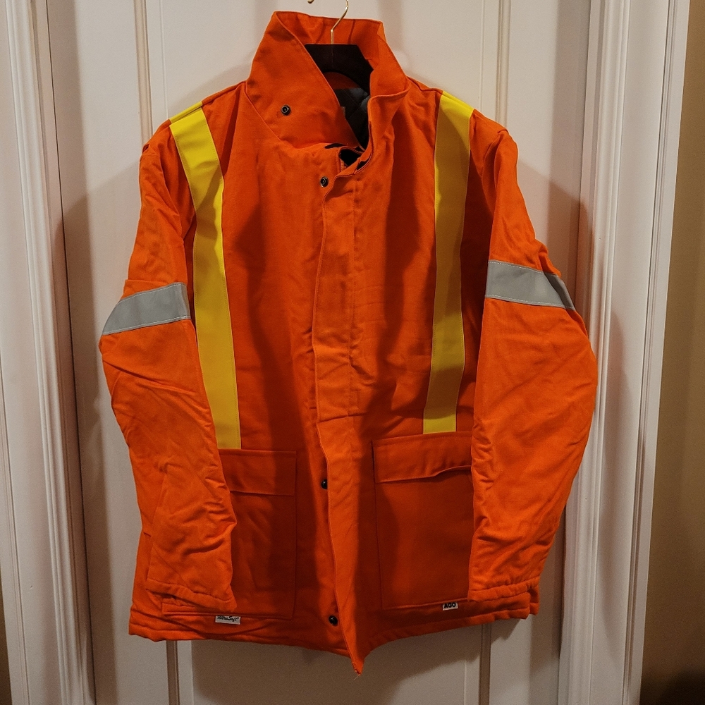 New- AGO Insulated High Visibility Denim Parka with Hood ARC/FR, Size 50/XXXL